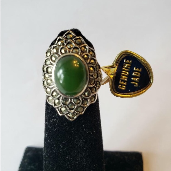 American made Sterling Silver and jade ring - Picture 1 of 4